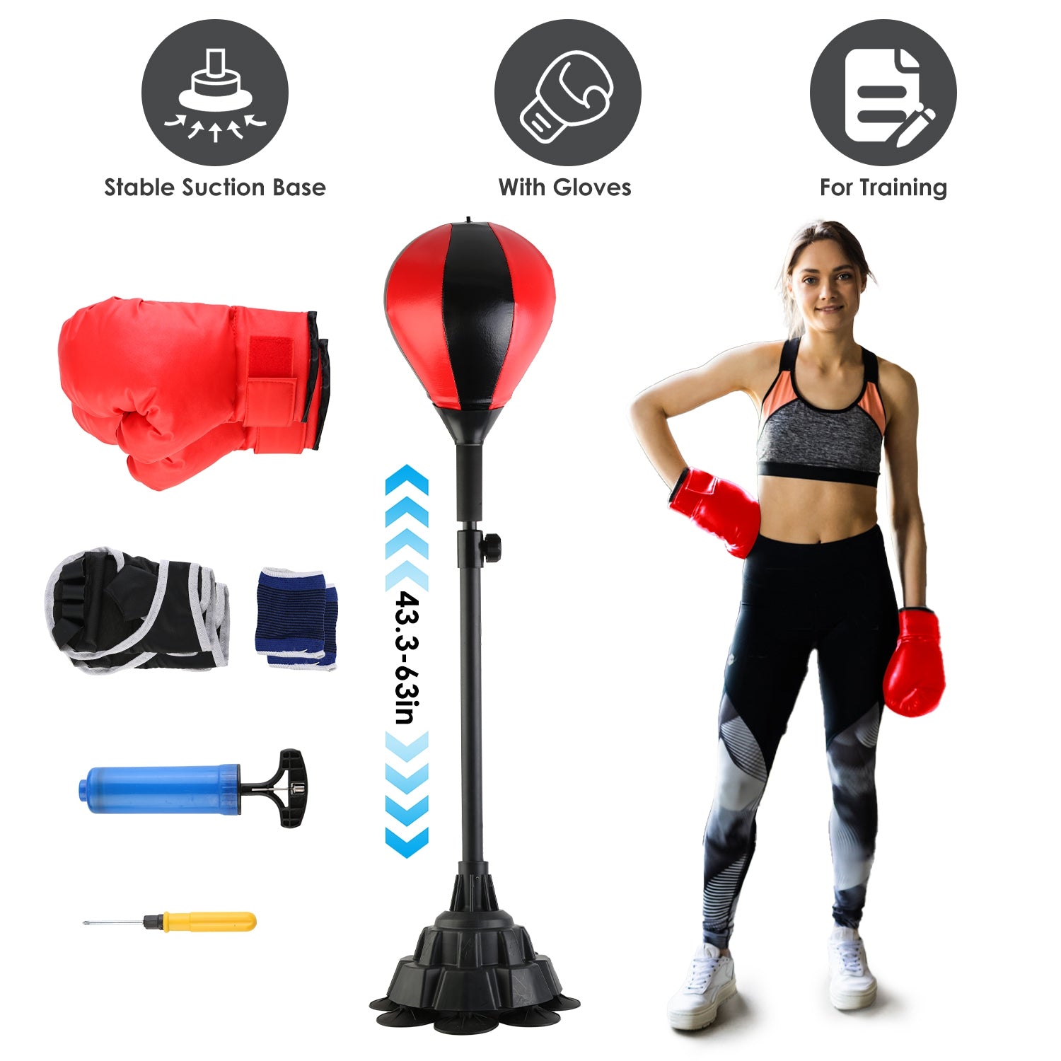 Adjustable Free Standing Punching Bag Set