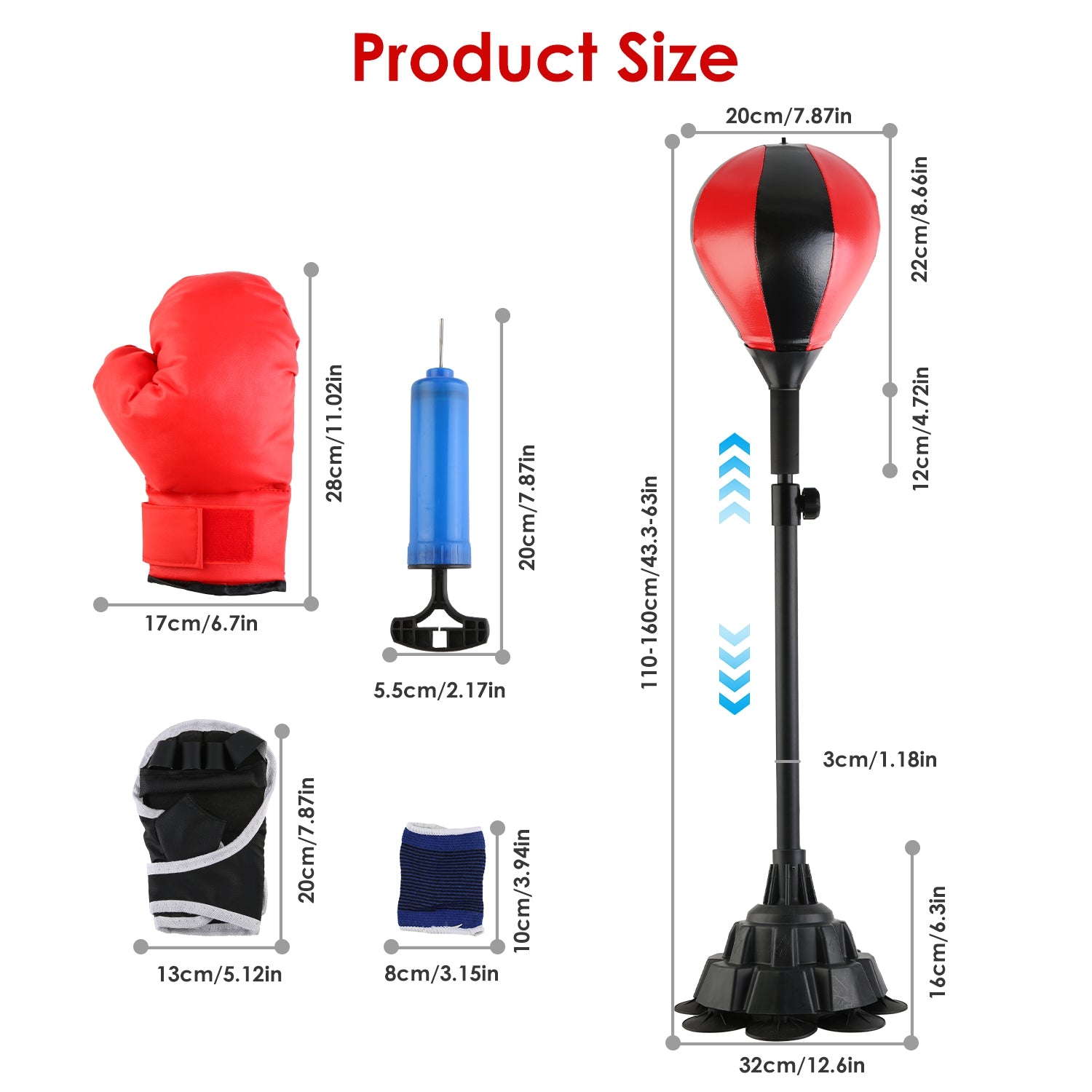 Adjustable Free Standing Punching Bag Set