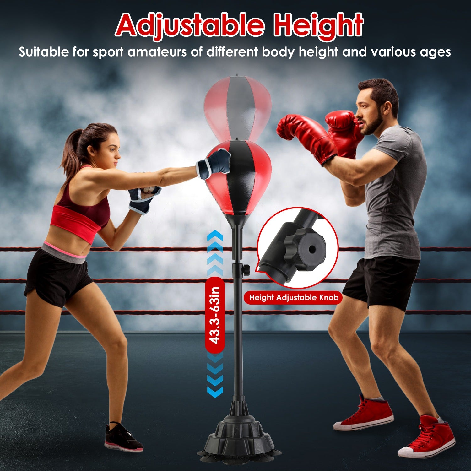 Adjustable Free Standing Punching Bag Set