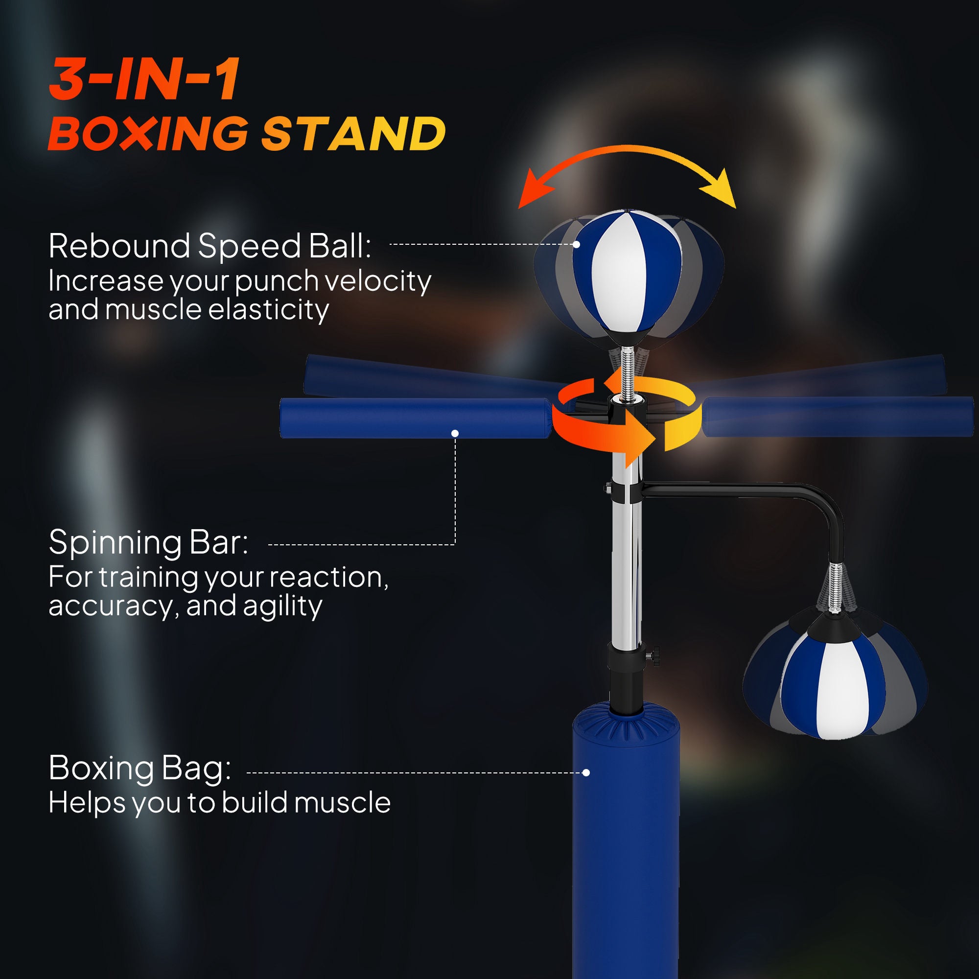 Adjustable Speed Bag Boxing Stand (Blue)