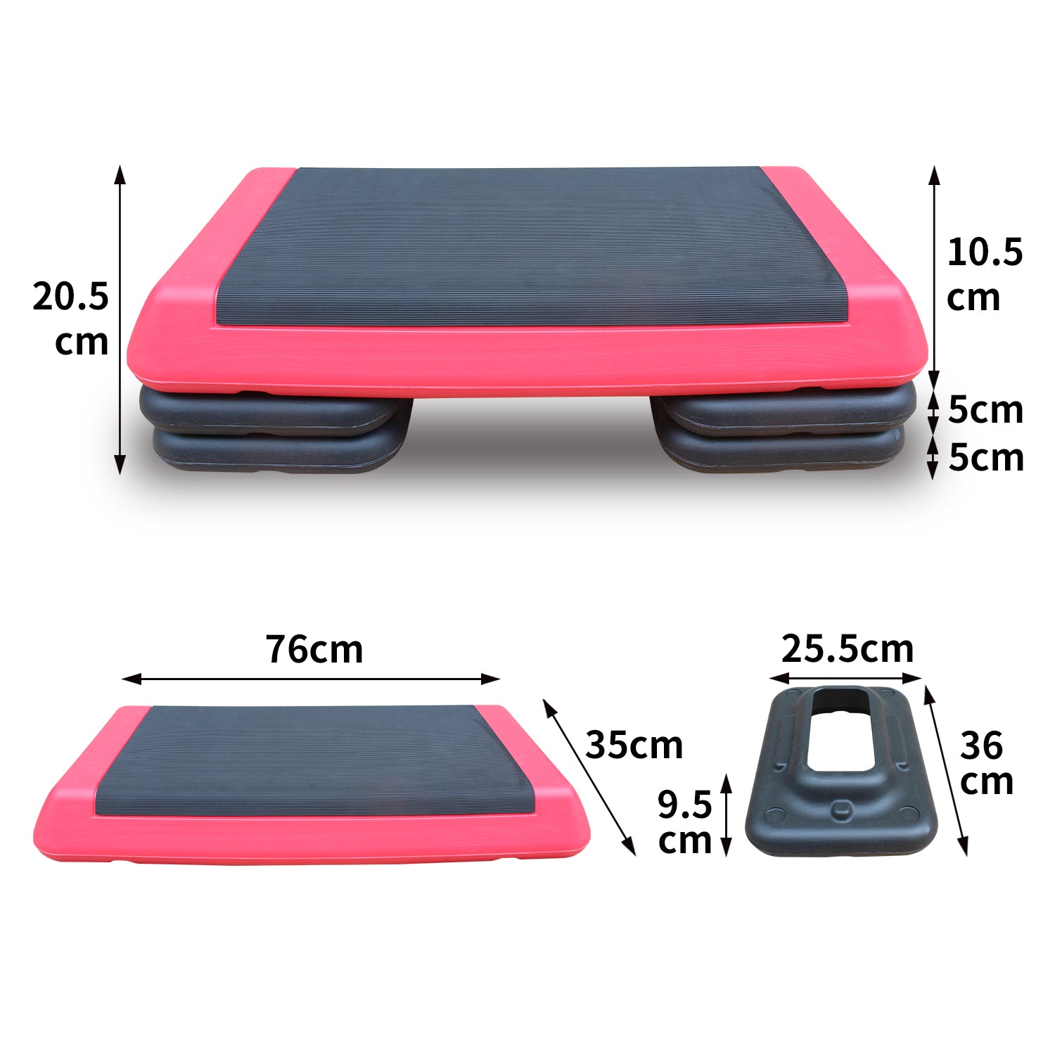 Adjustable Aerobic Stepper with 4 Risers