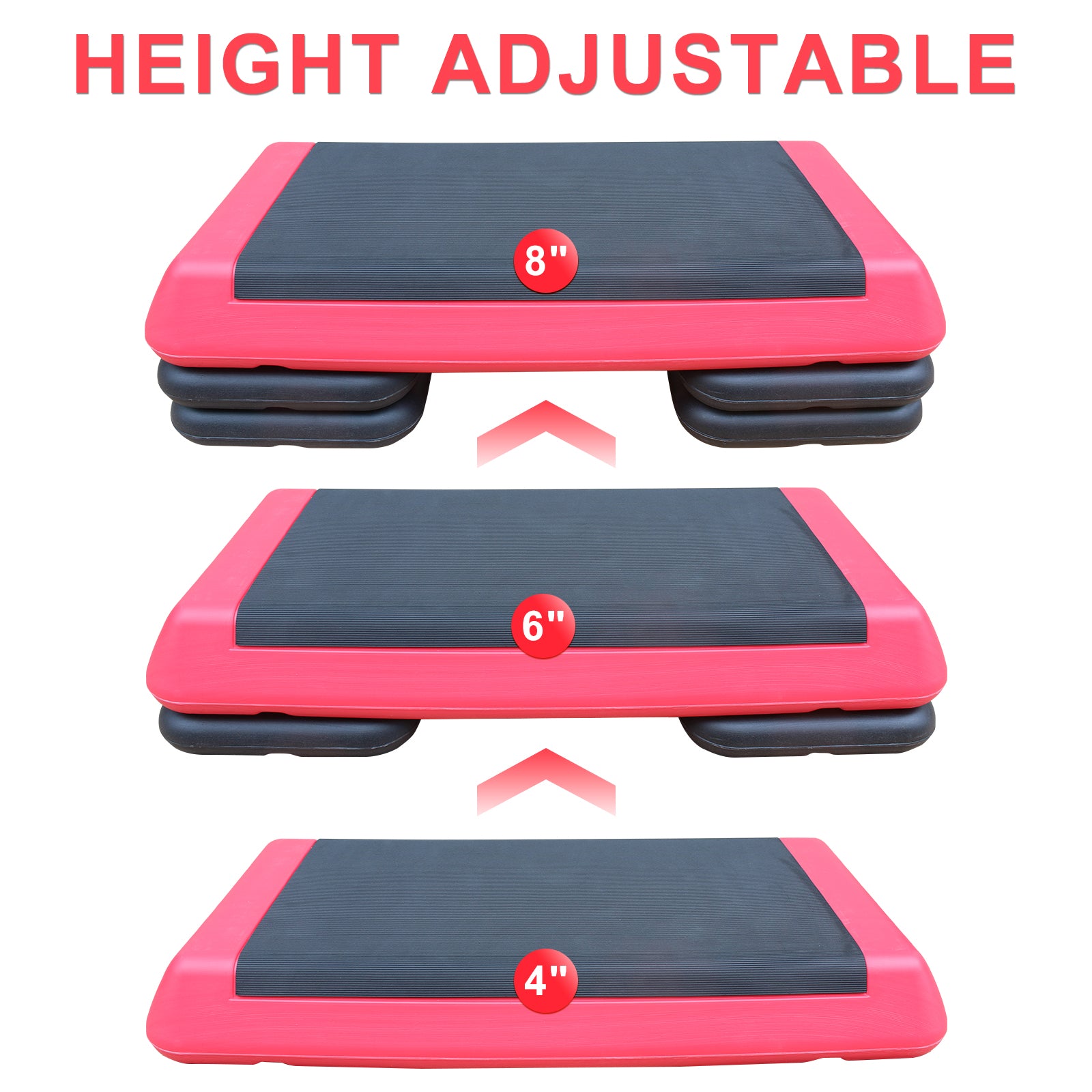 Adjustable Aerobic Stepper with 4 Risers
