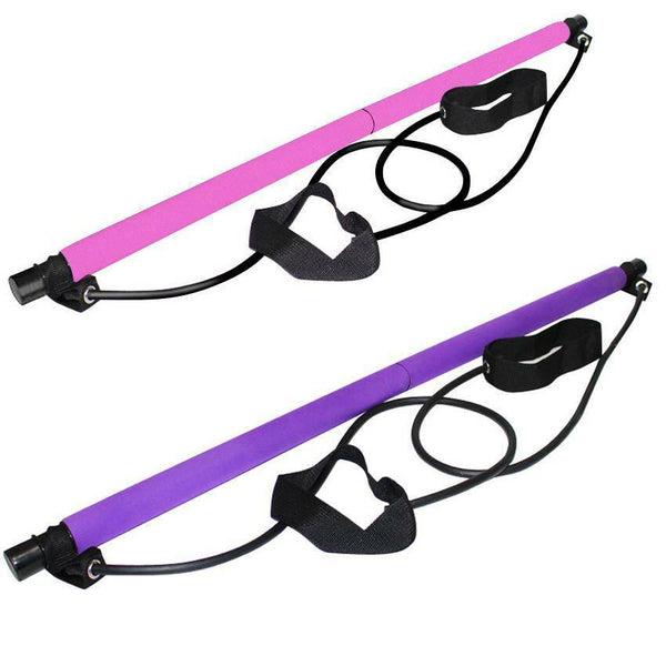 Pilates Stick with Foot Pedal Resistance Band