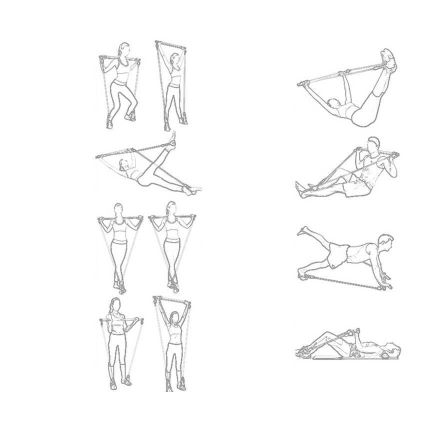 Pilates Stick with Foot Pedal Resistance Band