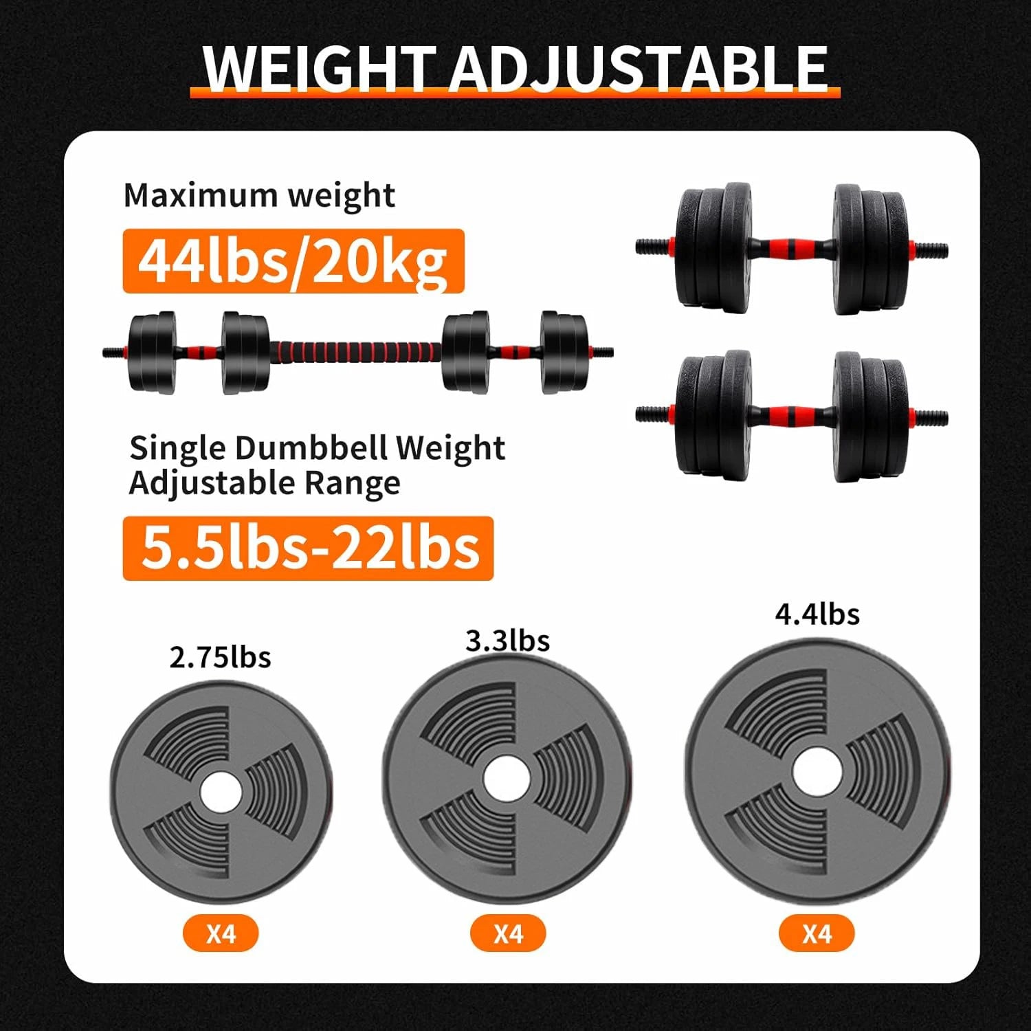 Adjustable Dumbbell & Barbell Set