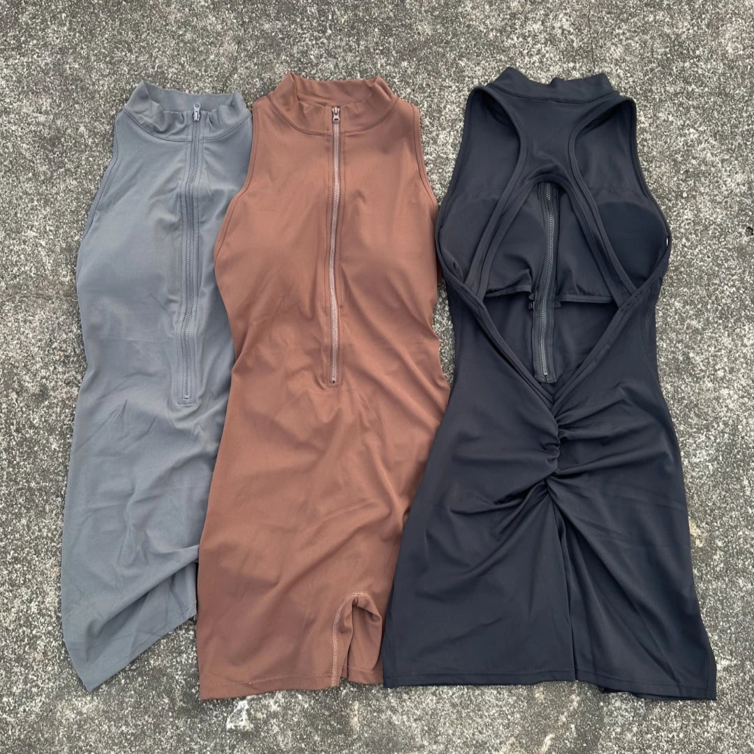 Scrunch-Back Yoga Jumpsuit Set